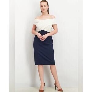 Ralph Lauren Women's Ivory Off-Shoulder Crepe Sheath Dress Size 10 $175